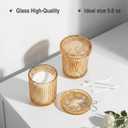 Bathroom Organizers and Storage,2 Pack Glass Qtip Holder Dispenser,Bathroom Essentials Accessories Decor,Vanity Makeup Storage Organizer for Cotton Swabs,Cotton Balls,Pads,Floss Picks (Amber)