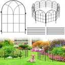 Youpehom Black Garden Fences Animal Barrier, 12.55"*16.48" Garden Border Fencing, Rustproof Metal No Dig Fence for Dogs, Outdoor Fence, Dog Fencing for Patio, Flower Bed, Farm (Medium 10 pcs)