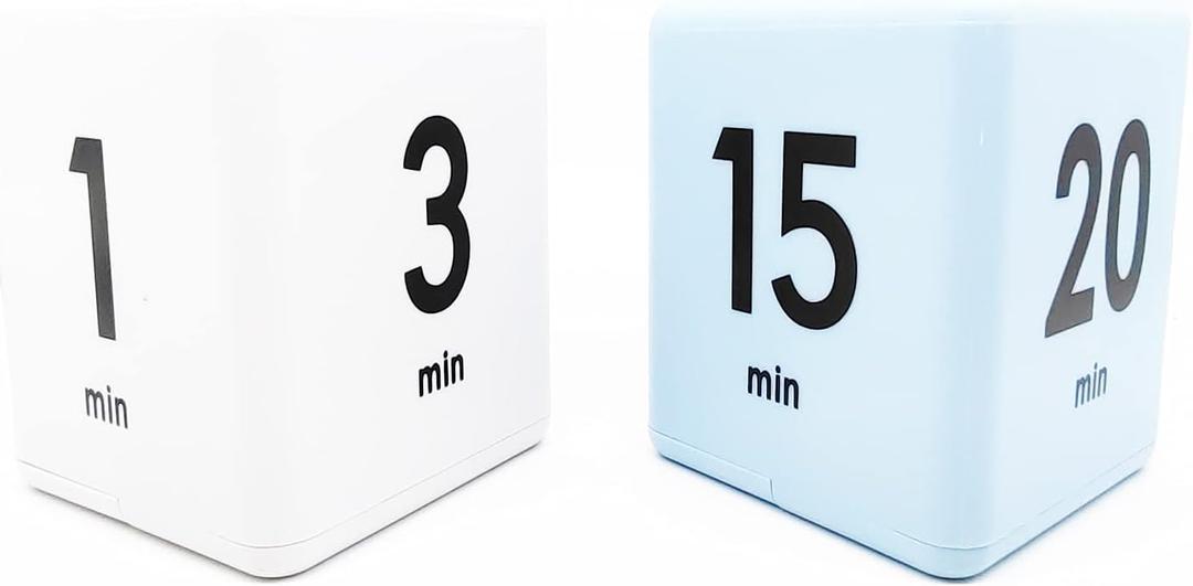 2 Pieces Cube Timers, Kitchen Timer Child Timer Exercise Timer, Workout Timer and Game Timer, Gravity Sensor Flip Timer for Time Management (1 3 5 10 Minutes and 15 20 30 60 Minutes)