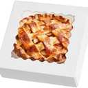 ZORRITA 10"x10"x2.5" Pie Boxes with Window, 30 Pack Auto Pop-up Chocolate Covered Strawberry Boxes White Bakery Boxes for Cookies, Treats, Pastry, Breakable Heart, Donuts, Muffins