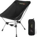 Camptime Portable Camping Chair, Lightweight Compact Backpacking Chair with Side Pocket, Wide Seat Folding Chair for Camping, Hiking, Beach - Supports 330Lbs, Black
