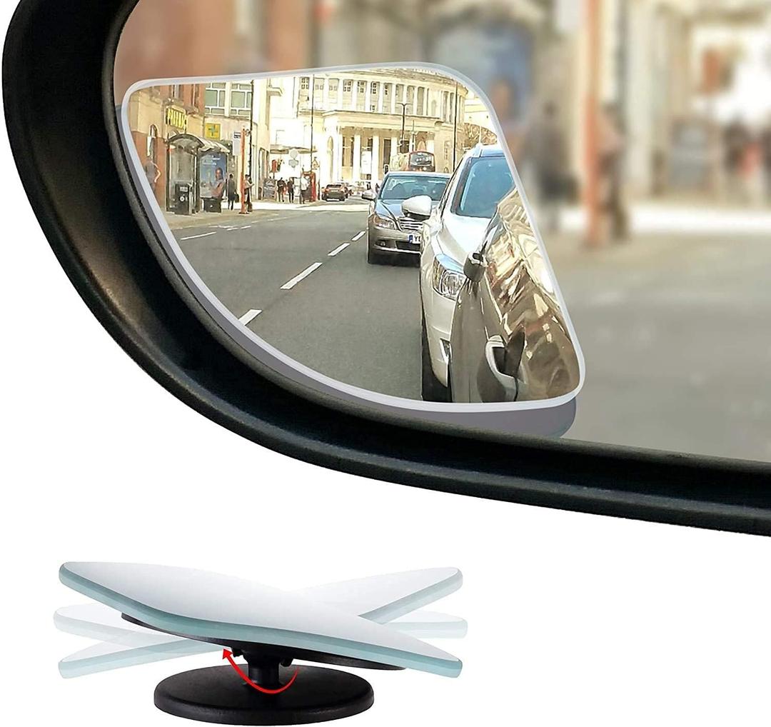 Verivue 2.5-Inch Fan-Shaped Blind Spot Mirrors for Cars, Universal Fit, HD Convex Wide Angle, Stick-On Frameless Side Mirror Blindspot, Adjustable Design Blind Spot Mirrors 2-Pack
