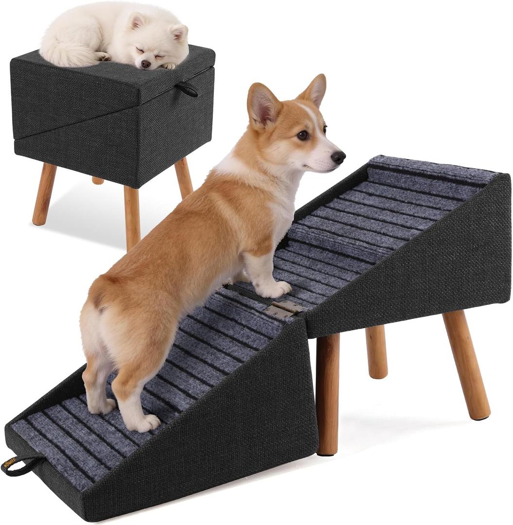 17.13" H Dog Ramp for Couch, 2-in-1 Pet Stairs & Ottoman