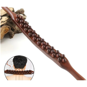 Gua Sha Wooden Therapy Massage Stick with 31 Wooden Massage Beads, Scraping Stick for Whole Body, Muscle Relaxation, Neck, Back, Stomach Massage