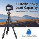 76.38 Camera Tripod Fits DSLR/Mirrorless/Phone, 11lb Load, Quick Release, Aluminum Legs, 18.5 to 76.38 Adjustable, 3.7lbs Lightweight for Travel/Live Stream/Vlog/Photography, Black