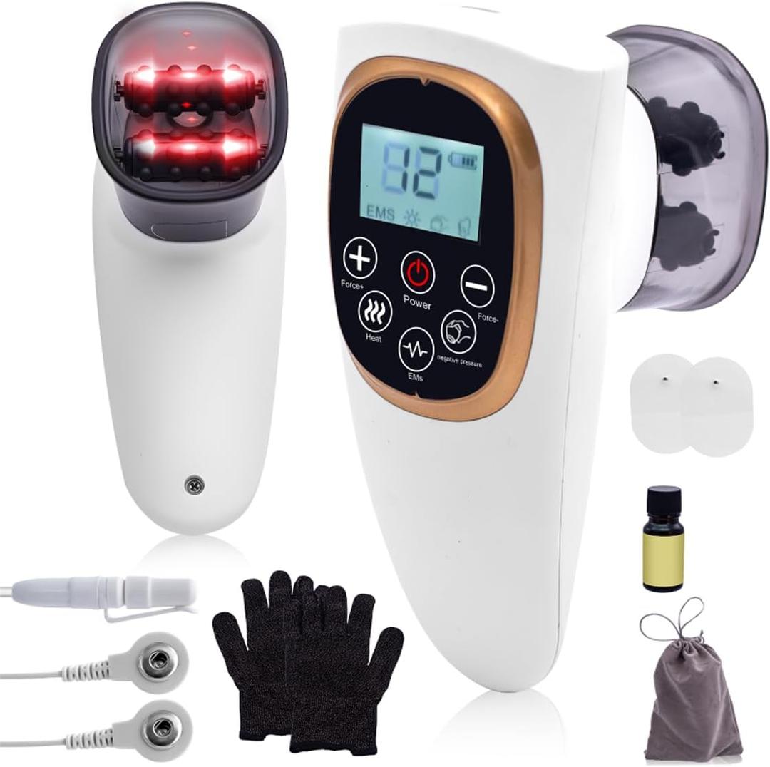 4-in-1 Anti Cellulite Massage Tool,Electric Cupping,Body Sculpting Massager for Stomach, Arms, Legs- Face Lift Device,Lymph Drainage Machine, & Skin Tightening Device (Black)