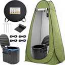Portable Camping Toilet with Privacy Tent - Foldable Toilet Set for Adults and Elderly - Pop Up Outdoor Restroom for Travel, 7cm