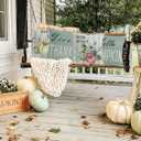 Fall Throw Pillow Covers 18x18 Autumn Give Thanks Pillow Case Set of 4 Hello Pumpkin Happy Harvest Thanksgiving Outdoor Cushion Cases for Sofa Couch (Blue)