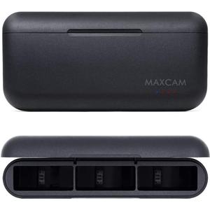 MAXCAM Power Triple Battery Charger for GoPro HERO12/HERO11/HERO10/HERO9 Enduro Battery Black