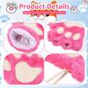 Geyoga 3 Pairs Cat Paw Gloves Therian Theme Furry Kawaii Plush Fingerless Paws Cosplay Gloves Girls Women Gift Costume Favor