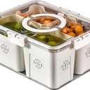 Refrigerator Organizer With Lids (4 Compartments), Fridge Storage, Fridge Organizers And Storage Clear, Fridge Organization, Storage Containers, Stackable With Lid Fridge Organizers