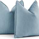 ZWJD Throw Blue Pillow Covers 16x16 Set of 2 Chenille Pillow Covers with Elegant Design Soft and Luxurious Decorative Throw Pillows for Couch, Bed, and Home Decor,Light Blue