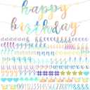 TaoBary 167 Pcs DIY Banner Kit Glitter Customizable Birthday Banner Glitter Make Your Own Banner Kit 162 Letters Symbols and Numbers 3 Rope for Birthday Halloween Wedding Christmas(Holographic)