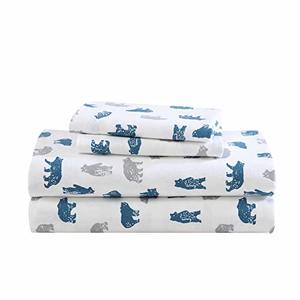 Eddie Bauer - Flannel Sheets King Size, Anti-Pilling & Wrinkle Resistant Cotton, Touchably Soft for All-Season Comfort - Bed Sheets with Matching Pillowcases & Fitted Sheet (Bear Mountain Grey)