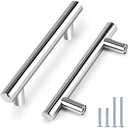 Probrico 5 Pack | 3-3/4 Inch Cabinet Pulls Polished Chrome Stainless Steel Kitchen Drawer Pulls, Chrome Kitchen Cabinet Handles 3.75 Inch Hole Center, 6 Inch Length