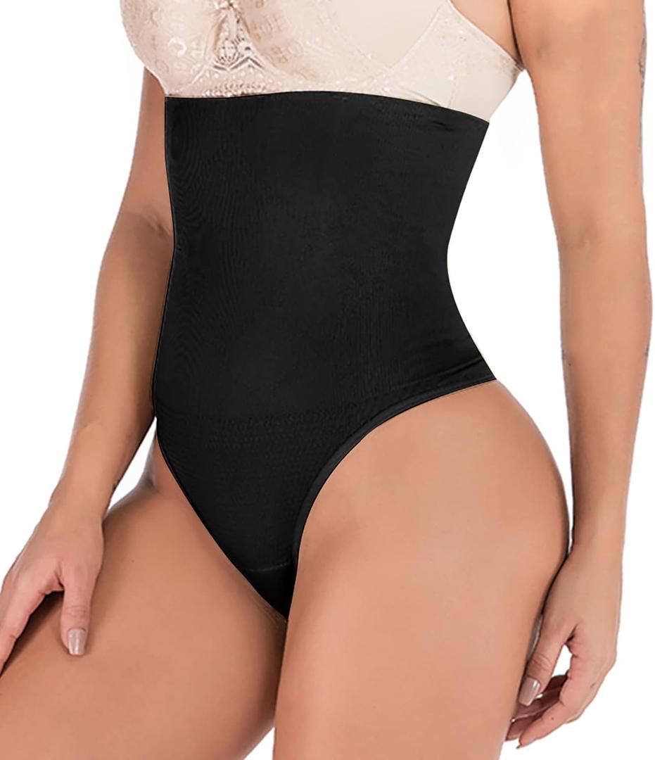 Hioffer 328 Women Waist Cincher Girdle Tummy Slimmer Sexy Thong Panty Shapewear (Medium-Large, Black)