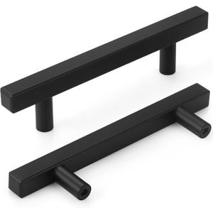 AEEKEL 30 Pack 6 inch Square Cabinet Handles Matte Black Drawer Pulls, 3-3/4" Hole Center Kitchen Handles for Cabinet Pulls, Stainless Steel Cabinet Hardware for Bedroom Bathroom Office