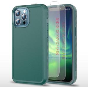 for iPhone 13 Pro Case, [15 FT Military Grade Drop Protection] 2 Pack [Self-Healing Screen Protectors] Heavy Duty Shockproof Case,Dark Green