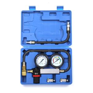 TU-21Cylinder Leak Down Tester Kit, Automotive Engine Compression Leakage Test Kit for Cars Trucks Motorcycles (Blue)