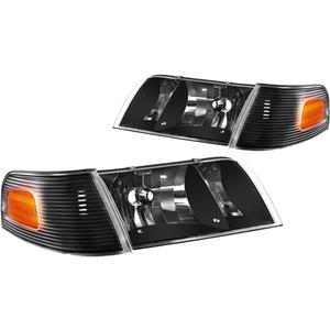 PM PERFORMOTOR Somked Housing Amber Corner Headlight Replacement Compatible With Bronco F-150 F-250 F-350 1987-1991, PMHL-F150-8791-OH-SA