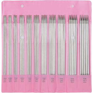Aelike 55pcs Double Pointed Knitting Needles, 11 Sizes Stainless Steel Metal Short Knitting Needles Set, Straight & Double Pointed Knitting Needle Sets 2mm to 6mm