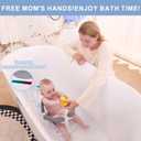 Baby Bath seat for Babies 6 Months & up, 360 Stable Toddler Bath Chair with one-Touch Button, Back Hollow Design, Water Temperature Card & 4 Suction Cups for Safety (Gray)