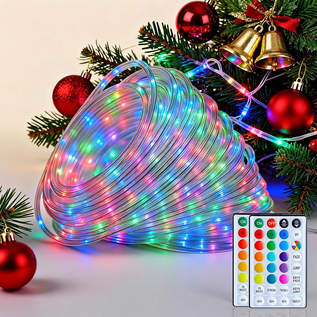 66Ft Waterproof Rope Lights, 200 LEDs Color Changing Outdoor String Lights for Easter, Halloween, Christmas, Independence Day Decor 