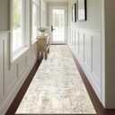 Capslpad 2x12 Beige Abstract Hallway Runner, Ultra Soft Fabric Washable Runner Rug, Non-Slip Rubber Backing, Stain Resistant Low Pile Runners for Hallways, Kitchen, Entryway, Bedroom, Laundry