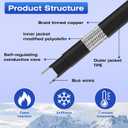 15FT Heat Tape for Water Pipes, -40F Deicing Pipe Heat Cable,Electric Heating Cable Pipe,Frezze Protection for Heat Trace Cable for Metal, Plastic Home Pipes,Gutter