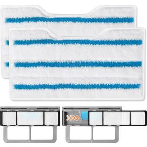 Reusable Replacement Pads Fit Shark Vac Mop VM252 VM251 VM250 VM200 VM190 VC205 QM250, Reusable Wet and Dry Mop Pads, Vacuum Mopping Pad Refills for Hard Floor Cleaning（4）