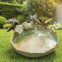 Ceramic Bird Bath for Outside on GroundHeavy Duty Bird Feeders,Birdbath for Outdoors, Green Bird Baths Bowl for Garden,Table Deck, Balcony, Lawn (Bowl Only)