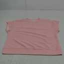 Women's Casual Stripe Print Cap Sleeve T Shirts Round Neck Tee Large Pink & White Stripes