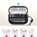 ESR for AirPods Pro 3 Case (2025), Compatible with AirPods Pro 3 (USB-C Cable), MagSafe Ready, Magnetic Lid Lock, Full Drop Protection Cover with Lanyard, Black