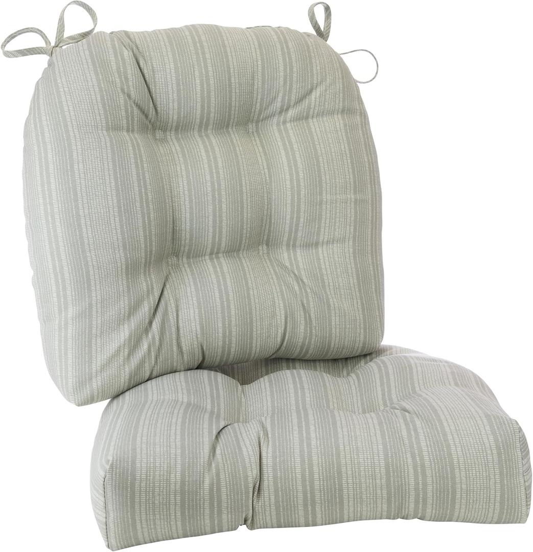 Klear Vu Wicker Solarium Indoor and Outdoor Chair Cushions for Patio Furniture, Kitchen and Dining Room, Water-Resistant Seat Pads, 19x18 Inches, 2 Pack, Boardwalk Stripe, 2 Count