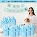 PerKoop 25 Packs Baby Shower Gifts Bags Bulk Baby Shower Party Favor Bags with Handle Paper and 25 Sheets Decorative Tissue Paper for Guests Gender Reveal Supply(Blue)