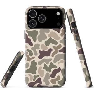 For iPhone 17 Pro Case,Retro camo Design,Dual Layer Soft TPU Hard PC Bumper Case Design