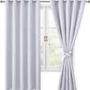 Hiasan Blackout Curtains for Bedroom, 60 x 63 Inches Length - Thermal Insulated & Energy Saving Window Curtains for Living Room, 2 Drape Panels Sewn with Tiebacks, Greyish White