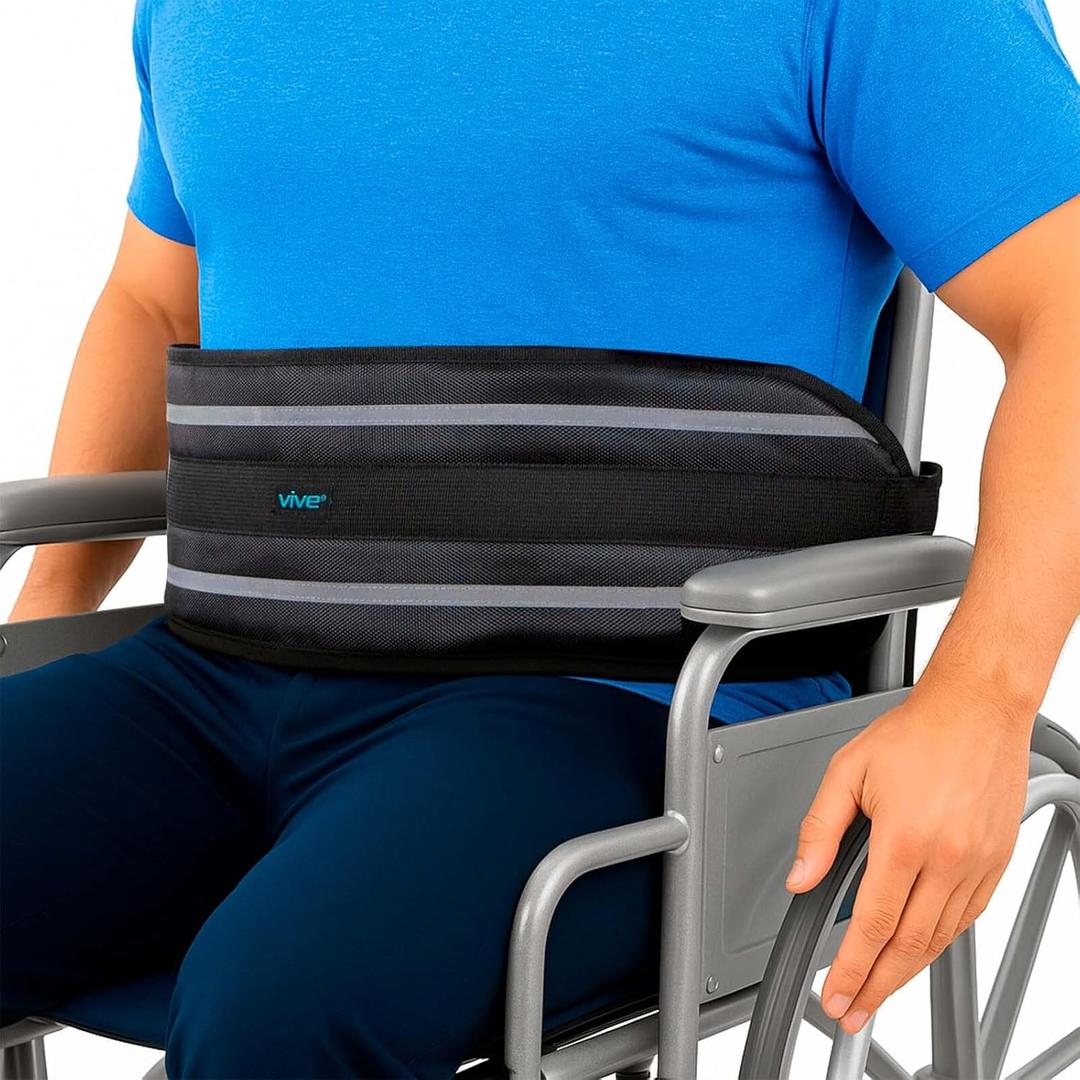 Vive Wheelchair Seatbelt - Safety Belt For The Elderly - Harness For Adults - Adjustable Straps For Chair/Bed Restraint - Patients Care - Falling out Prevention - For The Elderly, Pregnant & Paralyzed