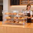 Bakery Display Case for Commercial Countertop, Acrylic 3-Tier Large Pastry Storage Box with Magnetic Door and Removable Tray for Dessert Donut Bread Cake Cupcake Cookie 21" x 16.2" x 14.2"