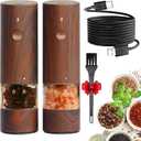 TianfuSpanda Electric Salt and Pepper Grinder Set, Type-C Rechargeable Salt and Pepper Shakers with LED light, 6 Adjustable Coarseness, Ceramic Grinding Core, for for Home Kitchen BBQ (Wood Grain)