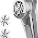 MR.SIGA Fabric Shaver and Lint Remover, Battery Operated Portable Lint Shaver with LED Lights, 2 Replaceable 6-Leaf Blades, Cream/Gray