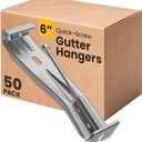 Quick-Screw 6" Gutter Hangers - Heavy Duty Hidden Gutter Brackets with Pre-Assembled Inserted Gutter Screws - Rain Gutter Parts and Accessories to Fix or Repair Sagging Rain Gutters (50 Count)