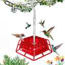 Hummingbird Feeders for Outdoors, Humming Bird Feeder with 30 Feeding Ports and Ant Moat, Easy to Clean and Refill Bird Feeder for Gardens (Red)