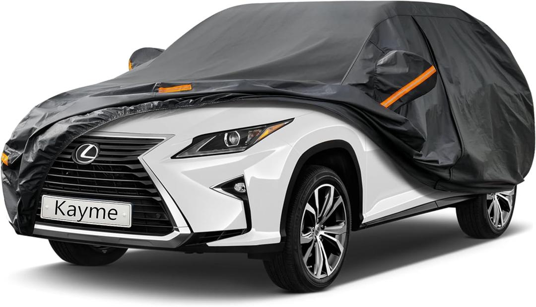 Kayme 7 Layers SUV Car Cover Custom Fit for Lexus RX350 RX 350/RX300/330/350L (2003-2025) Waterproof All Weather for Automobiles, Outdoor Full Cover Rain Sun UV Protection. (PE-Black)