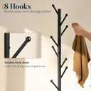 Yoobure Coat Rack Freestanding with Natural Marble Base - Coat Tree with 8 Hooks Heavy Duty Coat Hanger Stand, Metal Coat Rack Stand for Jacket, Hat, Clothes & Bag, Hall Tree Hat Rack for Entryway
