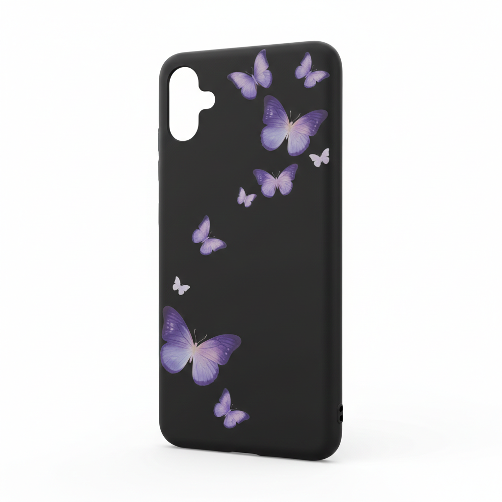 Starhemei for Galaxy A05 Case, Soft TPU Silicone Phone Case for Girls & Women, Slim Rubber Flexible Protective Black Matte Phone Cover for Samsung Galaxy A05 (Butterfly-2)