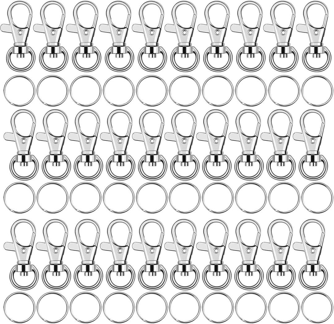Key Chain Swivel Hooks, Anezus 200pcs Keychain Hardware Metal Swivel Snap Hook Lanyard Clips Hooks with Keychain Rings for Keychain Hardware and Lanyard Charms (Small)