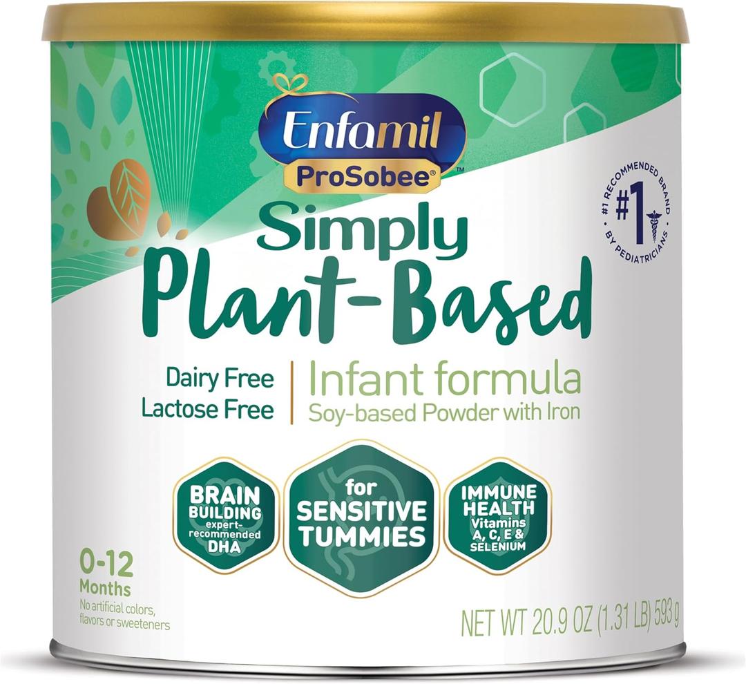 Enfamil Prosobee Plant based Baby Formula, for Sensitive Tummies, Soy-based Plant Sourced Protein, Vitamins for Immune Support, Lactose-free, Milk free, Gluten free, 20.9 Oz Can (EXP 11/01/26)