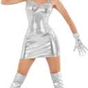 Morph Silver Dress Assassin Costume - Movie Character Dress for Women - Halloween Costume (Small)
