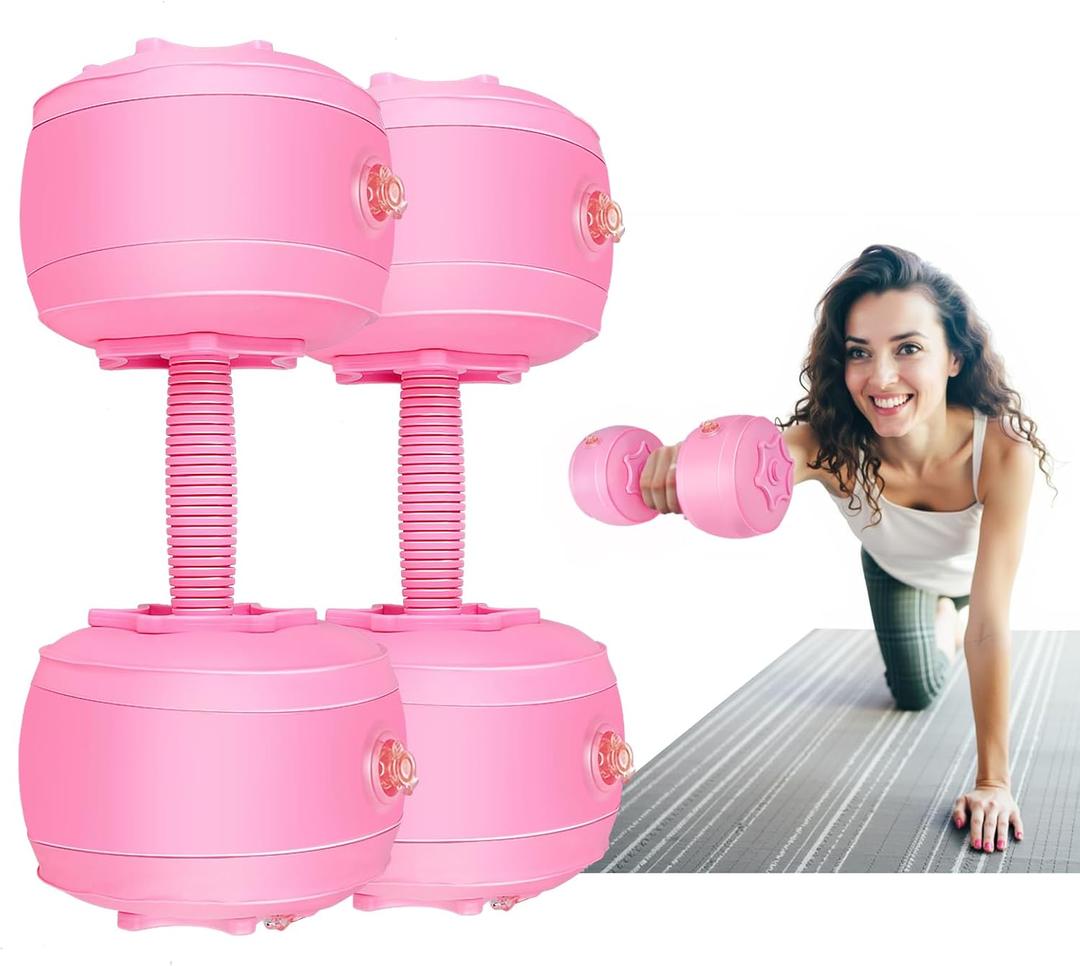 Water Filled Dumbbells Set - Water Filled Weights - Portable Travel Weights - Weights Adjustable Dumbbells - Portable Fitness Equipment - Strength Training - Fitness and Shaping (Pinkup to 20 lbs)